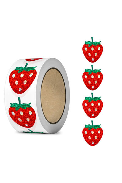 Choice1 Strawberry-500pcs 500 Pcs/roll Strawberry Stickers Roll Holographic R...