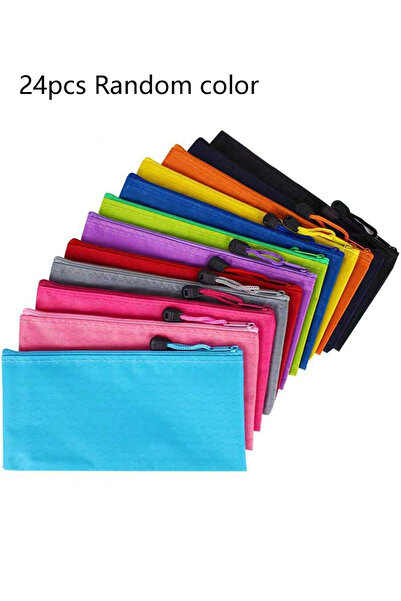 Choice1 24pcs Random color A6 Size Waterproof Zipper Pencil Case - Multicolor...