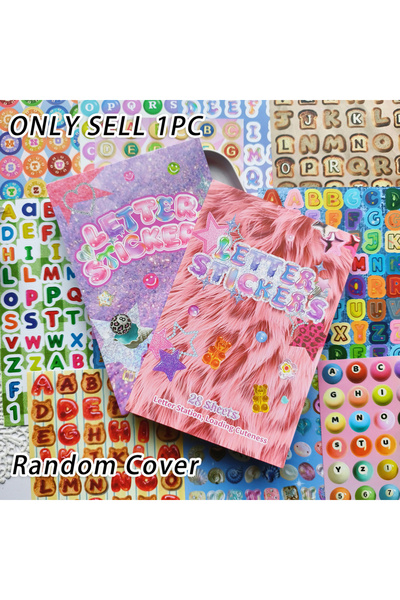 Choice Sequins Letter Random Cover 28 Sheets Letter Sticker Book, You Can Fre...