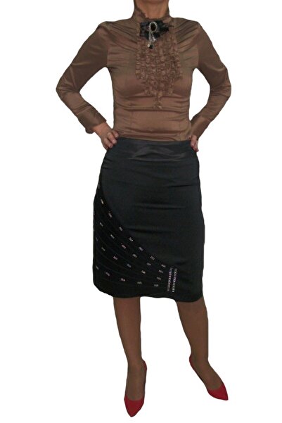 OEM Fusta eleganta, dreapta, cu strass-uri ca design, de culoare neagra