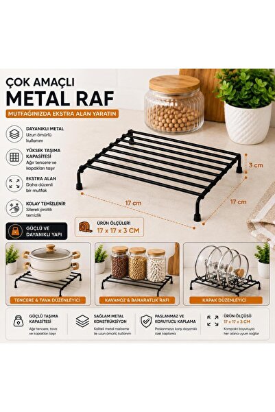 abnturk Metal Kare Siyah Nihale-Silikon Ayaklı Kaymaz Isıya Dayanıklı Tezgah ...