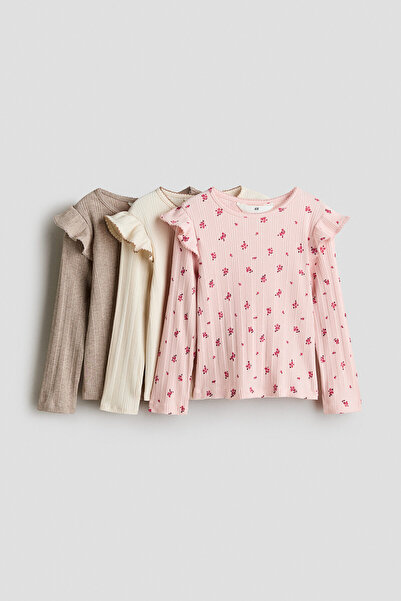 H&M 3'lü Pamuklu ve Fırfırlı Üst