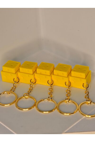5’li Peynir Clicker Anahtarlık Seti – 3D Baskı Mini Peynir Figürlü Anahtarlık – Hediyelik