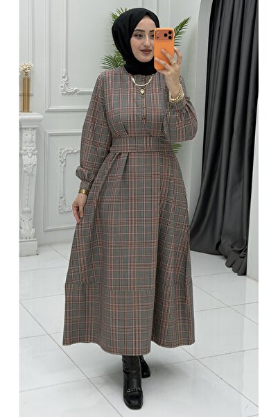 Generic Brand Plaid Dress Mink |   Women's Stylish Hijab Dress |   Checkered ...