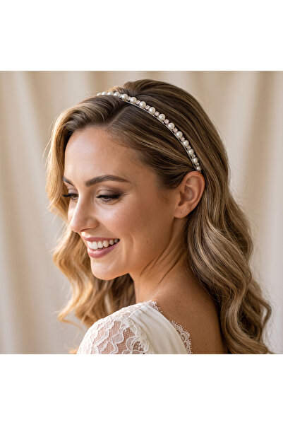 gelinmz Women's Pearl Bridal Crown Special Design Fine Elegance Hair Accessory Engagement and Wedding Hairband
