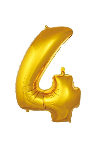 Parti Dükkanı 16 Inch 36 cm Gold 4 Number Foil Balloon Birthday Age Balloon P...