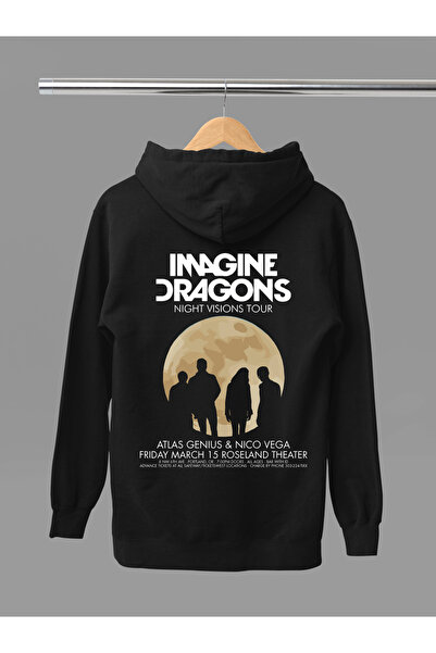 MAGORS Φούτερ με κουκούλα IMAGINE DRAGONS, βαμβακερό, μακρυμάνικο, με ρίγες, ...