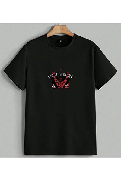 ELFERA Red Muscle Motivational Print Printed Unisex Oversize T-Shirt Black