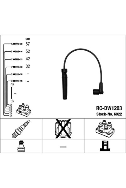 NGK Set Cablaj Aprinder 6022 Chevrolet Lacetti/Nubira Daewoo Lacetti/Nexia/Nu...