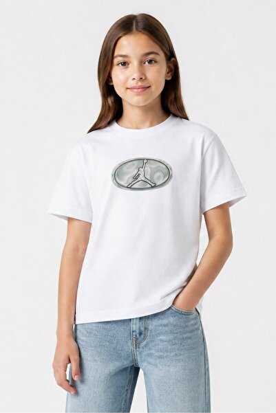 Nike Kids Girl Brand Logo Short Sleeve Football T-Shirt, Light Blue