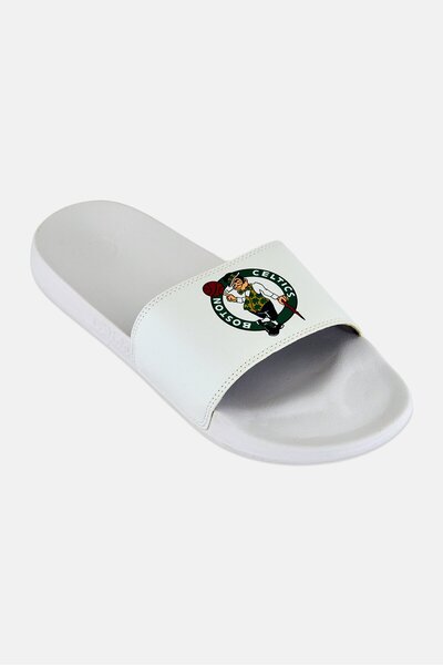 iSlide Men Boston Celtics Primary Logo Slip On Slides, White