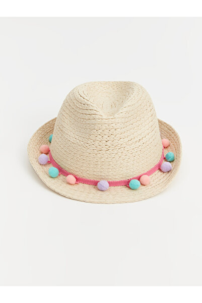 LC Waikiki Patterned Girl's Straw Fedora Hat