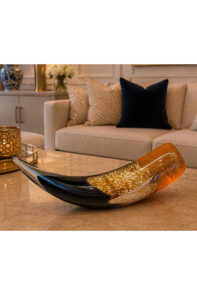 Hinora Home Kristal Boynuz Tasarım Çok Renkli Dekoratif Biblo 34x7cm