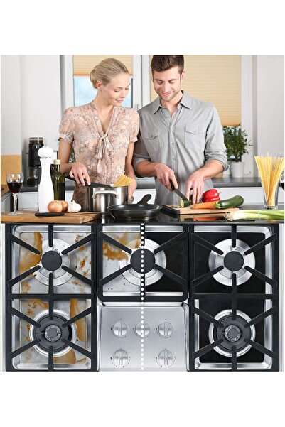 VALA Folie de protecție din teflon pentru aragaz și plită, Set de 4, Antiaderentă, Reutilizabilă, Grosime 0,2 mm, 270 x 270 mm, Negru