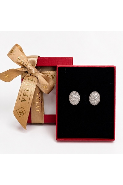 velve Cercei mici eleganti bombati cu cristale zirconiu cubic pave, in cutie ...