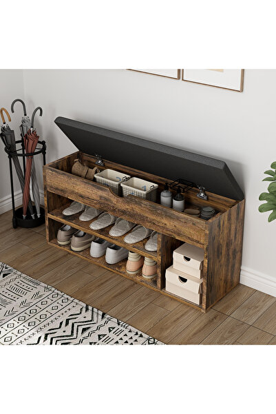 VariFurnx 100*30*44cm 2-Tier Entryway Shoe Rack Organizer Bench And Cushion P...
