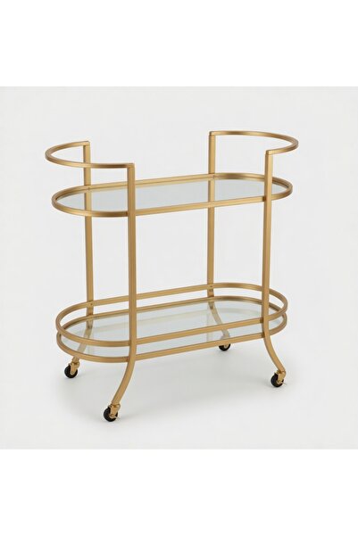 YINZUO YIZNUO Fully Assembled Bar Cart with 2 Tempered Glass Shelves, Rolling...
