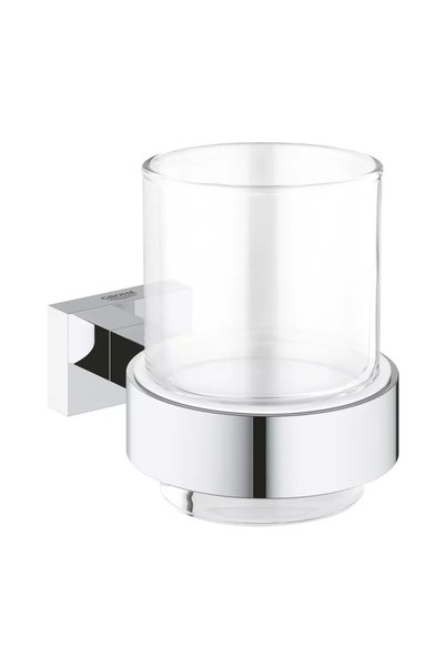 Grohe Suport pentru periuțe de dinți Essentials Cube crom lustruit - sticlă t...