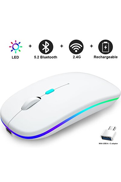 GLFTECH Ultra İnce Şarj Edilebilir Kablosuz Fare - iOS, Android ve Windows Uy...