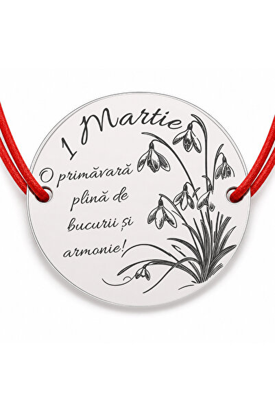 Simoshop Brățară argint 925 cu ghiocei și mesaj de 1 Martie, șnur reglabil — ...
