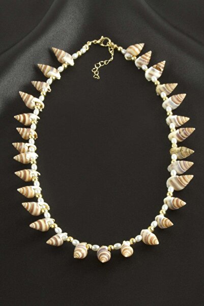 Marsilyan Sea Shell Pearl Necklace Ilkel-Bjt940