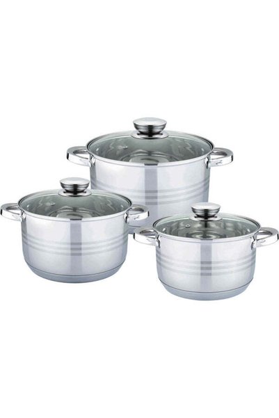 Bohmann Set 3 cratite din inox cu capac, 2.9l, 3.9l, 5.1l,