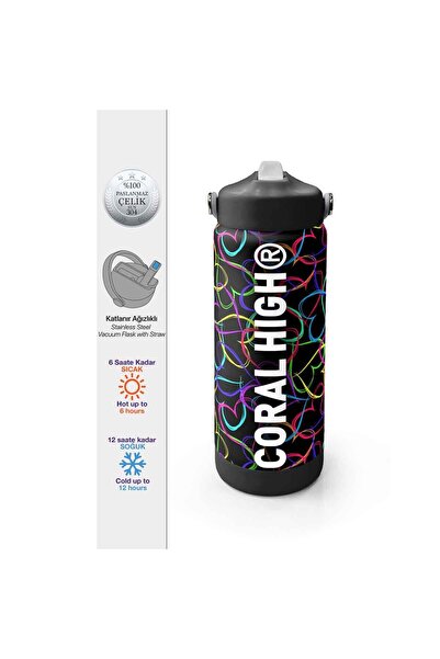 Coral High Neon Kalp Desenli Çelik Termos Matara 650 Ml 38382
