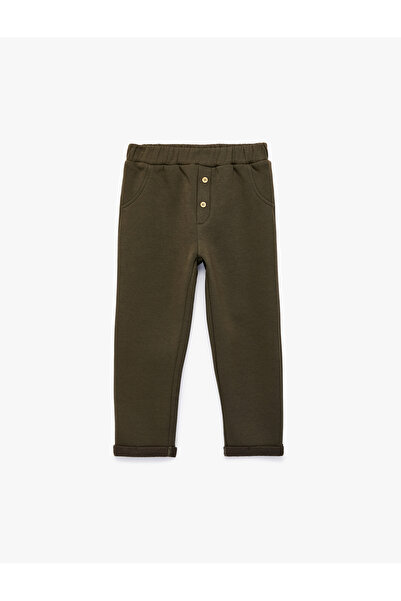 Koton Button Detailed Shirred Elastic Waist Sweatpants