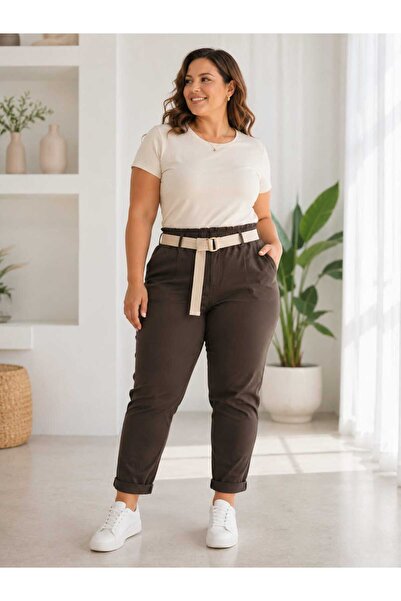 Butik Şans Women's Elastic Waist Belt Detailed Lycra Comfortable Fit Italian ...