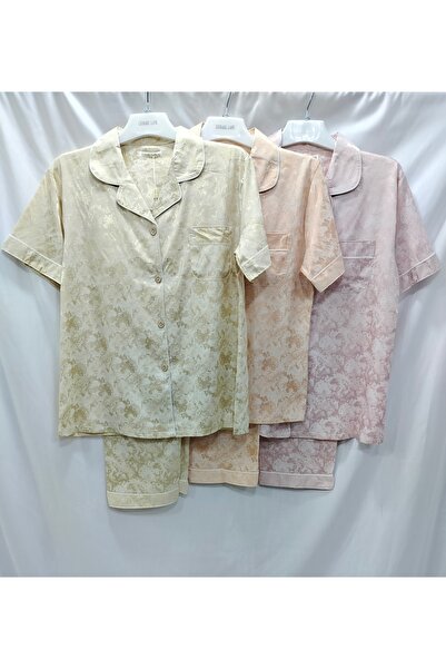Beshara Fashions طقم بيجاما نسائي جاكار فاخر - 3 ألوان بلمعة ورد حريرية | بشارة للأزياء