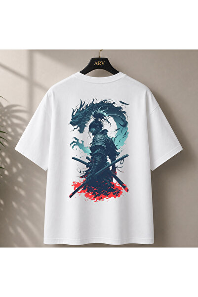 Arv T-shirt تصميم التنين الأزرق كبير الحجم