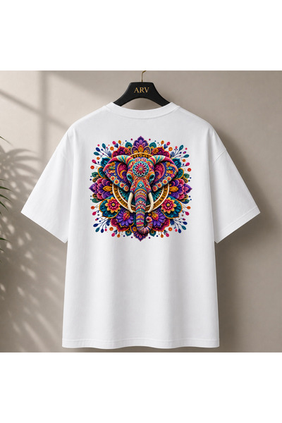 Arv T-shirt Design Oversize Knitted Print Elephant Figure