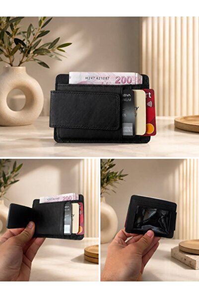 Benecia Wallets %100 Hakiki Crazy Deri El yapımı Minimalist Nakit Para ve Kar...