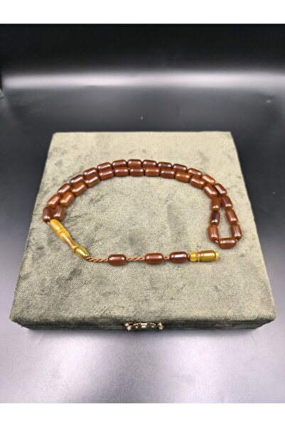 Osmanlı Benzetme Sıkma Kehribar Tesbih (Tütün Kehribarı, 12x7 mm)