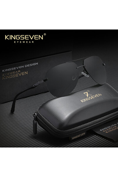 Choice1 Black Gray KINGSEVEN Rimless Frame Polarized UV400 Sunglasses Pilot A...