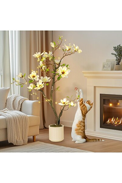 Garvee 4FT Artificial Magnolia Tree with LED String Lights, Pre-lit Fake Flow...