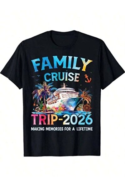 45 BPM تي شيرت للجنسين بتصميم كاجوال مطبوع عليه عبارة "Family Cruise Trip 202...