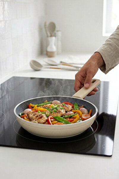 Cooker Cliff 24 cm Ceramic Coated Pan Cream Ckr4647