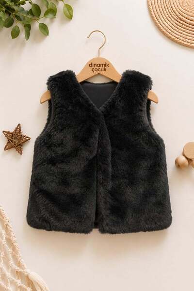 dinamik çocuk Girl's plush vest - soft textured, stylish faux fur look for wi...
