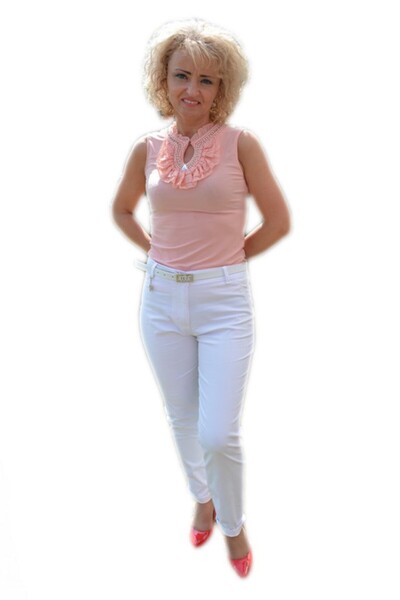 OEM Pantalon alb de vara, model lung din material elastic, subtire