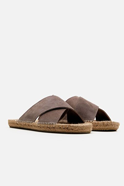 AKSWSUAR Suede Leather Espadrille Slippers