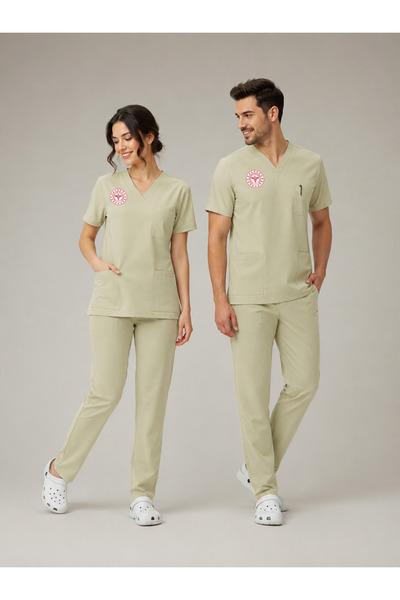 YAKA UNİFORM Teknisyen-Tekniker -Tıbbi Sekreter Forması Scrubs Likralı Takım ...