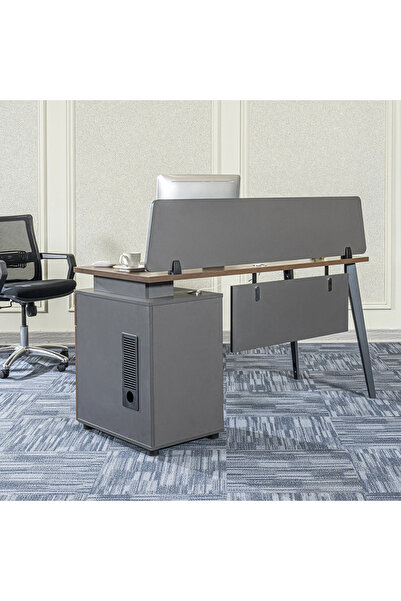 Midas Furniture محطة عمل مكتبية فوفيران لشخص واحد 140 سم رمادي
