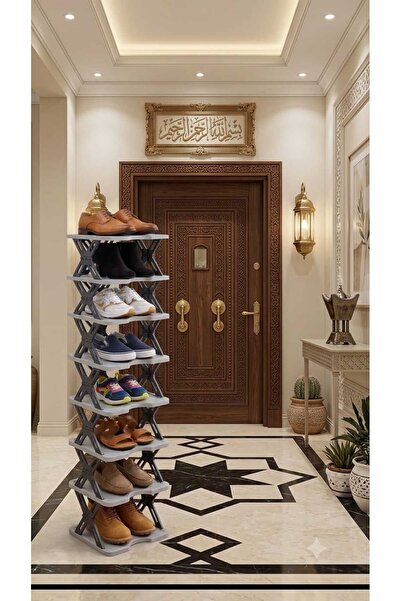 Generic Brand رف أحذية عمودي مكون من ثمان طبقات، مصمم لتوفير المساحة ومناسب ل...