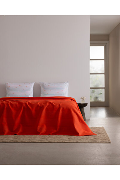 Madame Coco Mathilda King Size 100% Cotton Karde Plain Pique Set - Orange