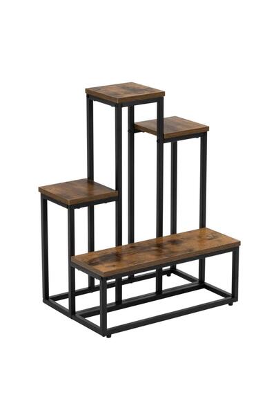 RADIONAT , 4-shelf shelving unit made of metal and MDF, 51x34x67 cm, black an...