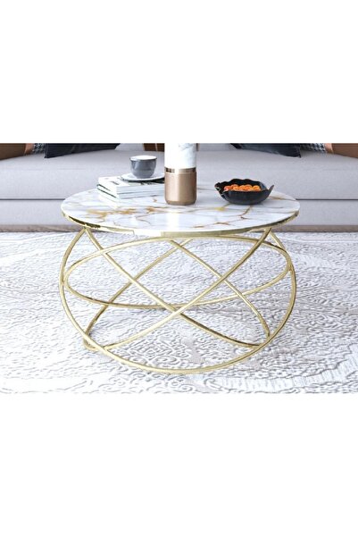 Casafun Masuta sticla securizat rotund, 75 cm, picioare metal, estetic si ele...