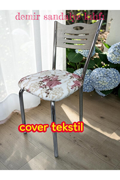 COVER TEKSTİL Demir Sandalye Kılıfı Örtüsü Oturma Yeri Jakar Kumaş