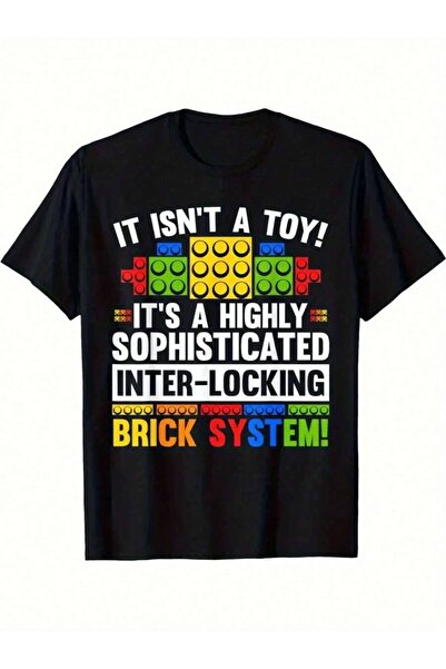 KYMC07 Men'S Master Builder Blocks Graphic T-Shirt - With Colorful Interlocki...