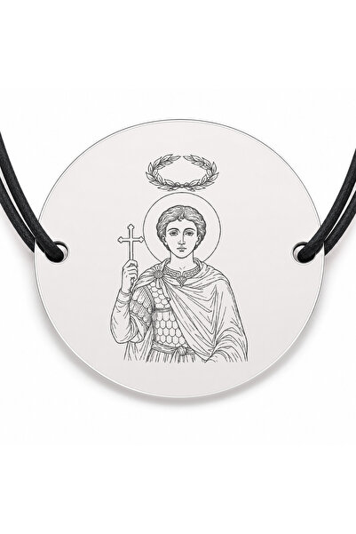 Simoshop Brățară argint 925 cu bănuț Sfântul Mucenic Victor, șnur negru reglabil